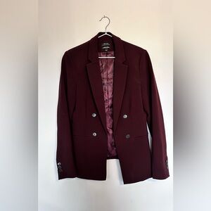 RW&CO. Maroon Tailored Women’s Double Breasted Open Blazer